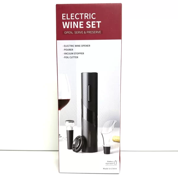 Kit Abridor de Vinho Elétrico Profissional com Vacuum Vin 4 Peças